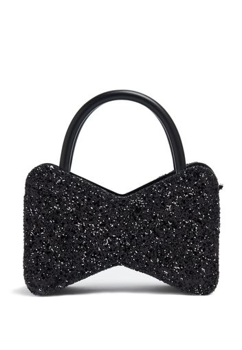 MACH & MACH Bow glitter mini bag - Schwarz