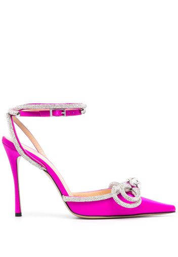 MACH & MACH Double Bow 105mm satin pumps - Rosa