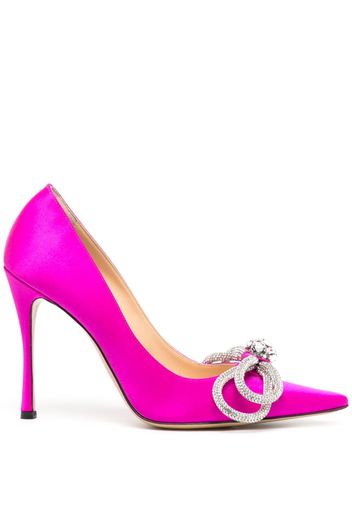 MACH & MACH Double Bow 110mm crystal-embellished pumps - Rosa