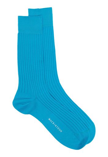 Mackintosh Gerippte Socken mit Logo - Blau