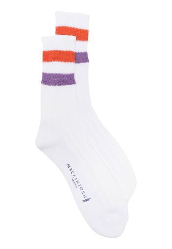 Mackintosh Socken mit Streifen - Weiß