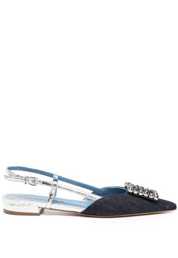 Madison.Maison flat crystal-embellishment slingback pumps - Blau