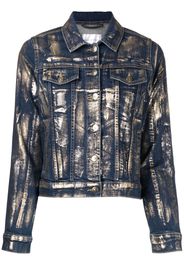 Madison.Maison metallic-print denim jacket - Gold