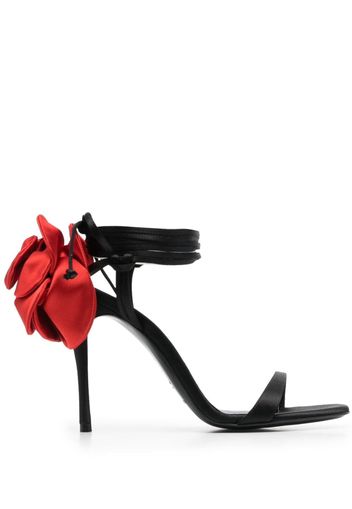 Magda Butrym 105mm rose-embellished satin sandals - Schwarz