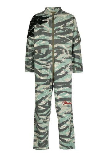 Maharishi camouflage-print zip-up jumpsuit - Grün