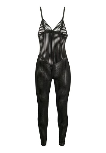 Maison Close Gestreifter Catsuit - Schwarz