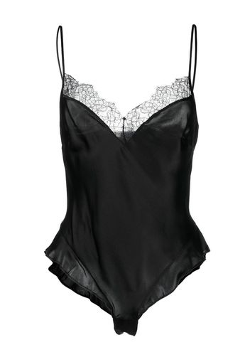 Maison Close lace-trim silk camisole - Schwarz