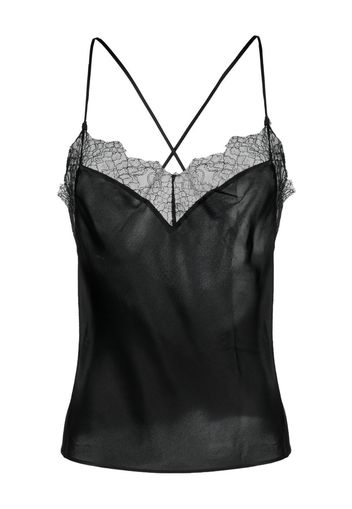 Maison Close lace-trim silk camisole - Schwarz