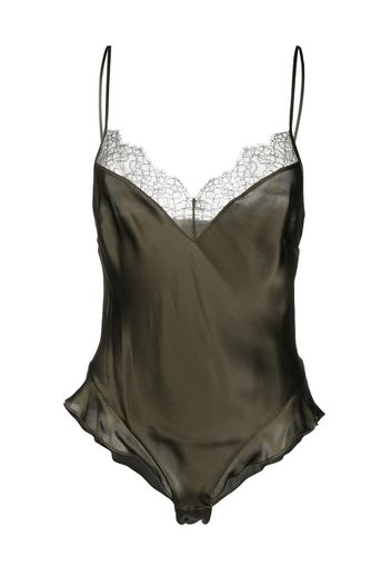 Maison Close lace-trim silk camisole - Grün