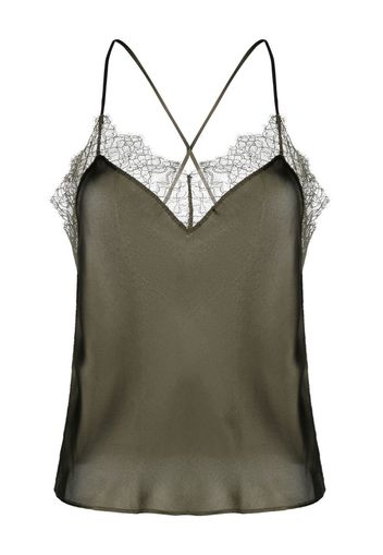 Maison Close Camisole-Seidentop mit Spitzenbesatz - Grün