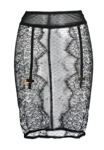 Maison Close Inspiration Divine floral-lace skirt - Schwarz