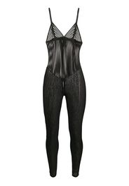 Maison Close Gestreifter Catsuit - Schwarz