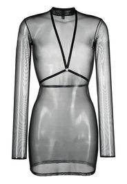 Maison Close harness-detailed mesh dress - Schwarz