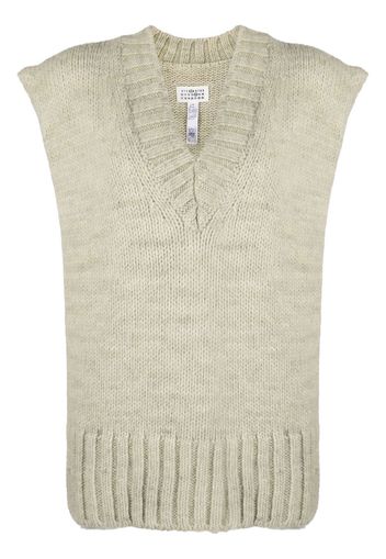 Maison Margiela slit knitted V-neck vest - Grün