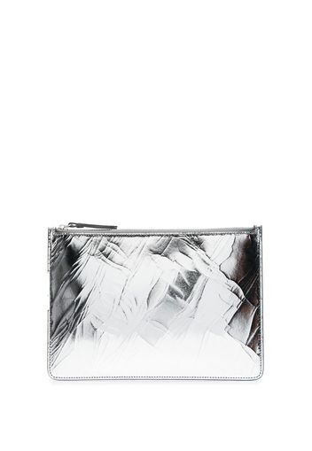 Maison Margiela metallic-finish leather clutch bag - Silber