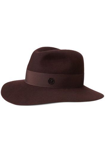 Maison Michel Henrietta Fedora mit Logo-Schild - Braun