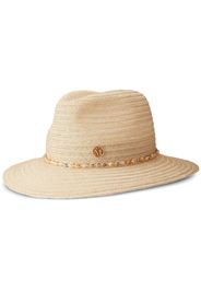 Maison Michel Henrietta shell-embellished straw fedora - Nude