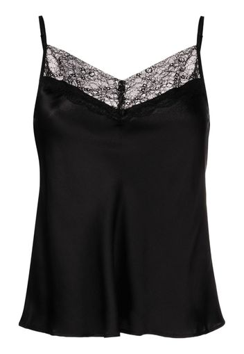 Maje lace-trim silk cami top - Schwarz