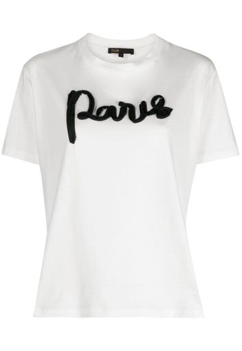 Maje Paris-appliqué cotton T-shirt - Weiß