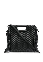 Maje quilted fringed tote bag - Schwarz