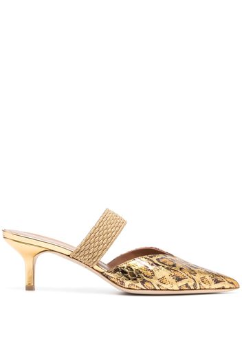 Malone Souliers leopard-print 60mm leather mules - Gold