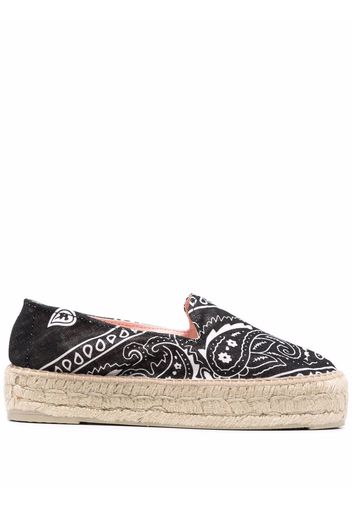 Manebi Espadrilles mit Bandana-Print - Schwarz