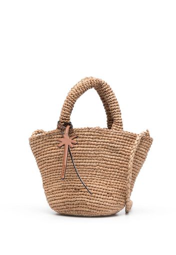 Manebi mini raffia tote bag - Nude