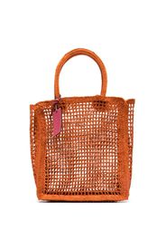 Manebi logo-tag raffia tote bag - Orange