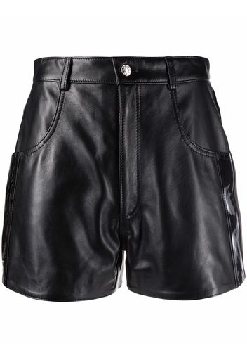 Manokhi Ledershorts mit hohem Bund - Schwarz