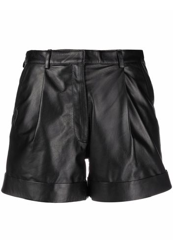 Manokhi Ledershorts mit hohem Bund - Schwarz