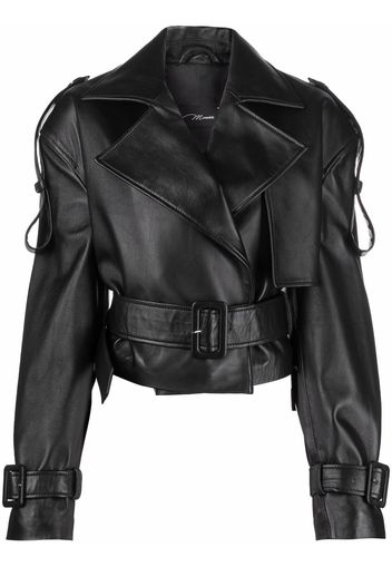 Manokhi Hana cropped biker jacket - Schwarz