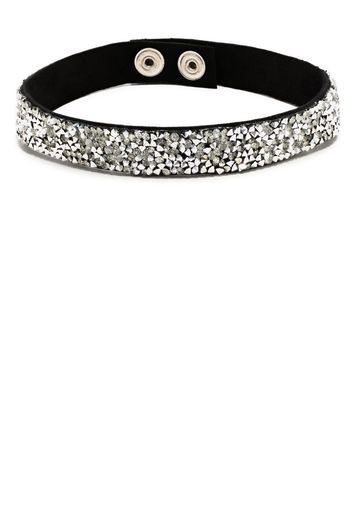 Manokhi crystal-embellished leather choker - Silber