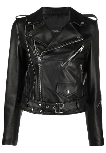 Manokhi zip-fastening leather biker jacket - Schwarz