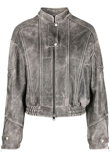 Manokhi distressed-effect leather jacket - Schwarz