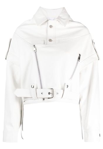 Manokhi detachable-sleeves cropped leather jacket - Weiß