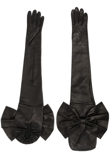 Manokhi bow-detail leather gloves - Schwarz