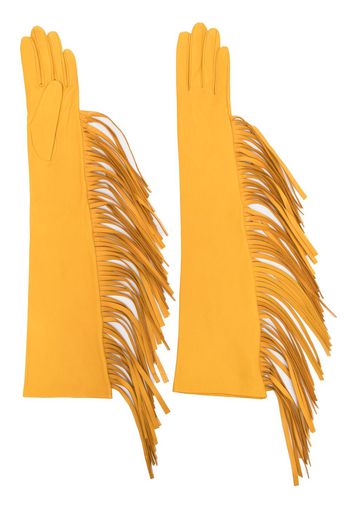 Manokhi fringe-detail leather gloves - Gelb