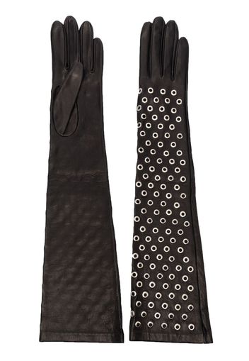 Manokhi eyelet-detail leather gloves - Schwarz