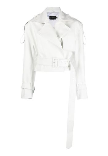 Manokhi belted cropped leather jacket - Weiß