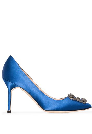 Manolo Blahnik 'Hangisi 90' Pumps aus Satin - Blau