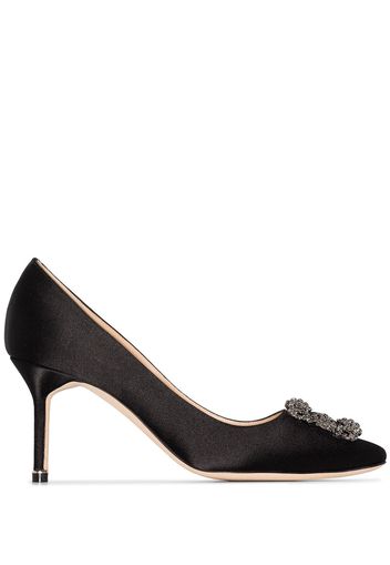 Manolo Blahnik 'Hangisi 70' Pumps aus Seidensatin - Schwarz