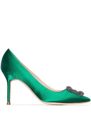 Manolo Blahnik 'Hangisi 90' Pumps aus Satin - Grün