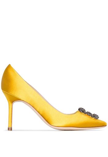 Manolo Blahnik 'Hangisi 90' Pumps aus Seidensatin - Gelb