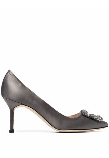 Manolo Blahnik 80mm Hangisi jewelled pumps - Grau