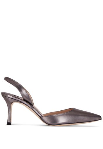 Manolo Blahnik metallic-effect slingback heeled pumps - Grau