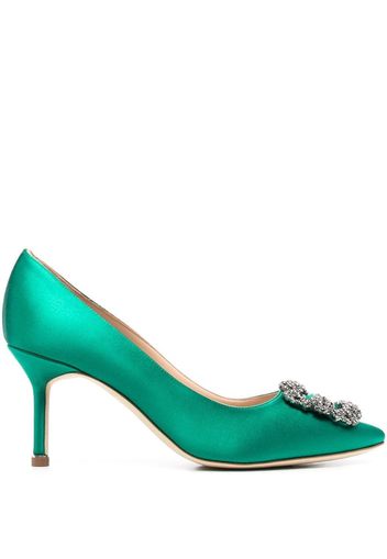 Manolo Blahnik Hangisi crystal-buckle pumps - Grün