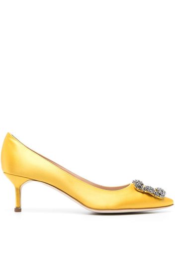 Manolo Blahnik point toe crystal buckle pump - Gelb