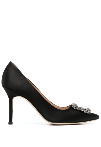 Manolo Blahnik Hangisi 90mm satin pumps - Schwarz