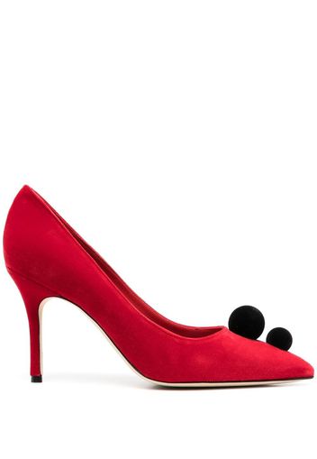 Manolo Blahnik Piera pompom-embellished 100mm pumps - Rot