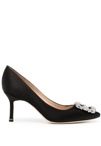 Manolo Blahnik Hangisi crystal-buckle 105mm pumps - Schwarz